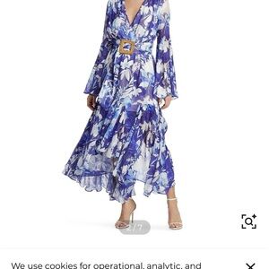 Elliatt Blue & White Floral Wrap Maxi Dress